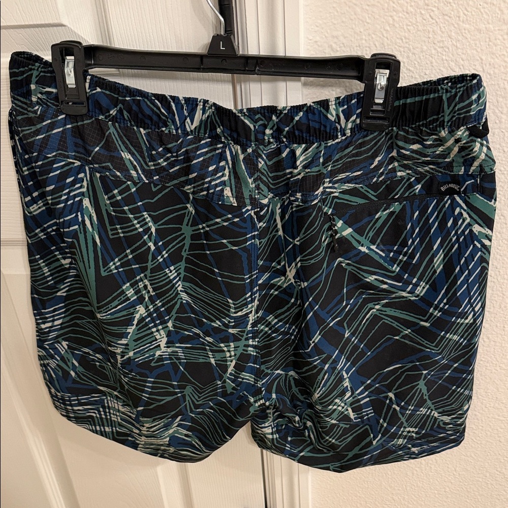 Billabong Men's Navy, Teal & White Patterned Swim Trunks - Picture 3 of 3